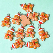glossy gingerbread men man resin charm charms pendant pendants craft supplies shop store uk cute kawaii brown tan happy christmas festive jewellery making uk 25mm