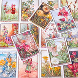 flower fairy set of 16 rectangular satin finish stickers of wild flower fairies including bindweed, rose bay willow herb, tansy and bee orchid