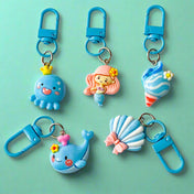 cute kawaii ocean theme sea mermaid mermaids shell shells whale whales clip bag charm clips metal blue pink octopus uk gift gifts shop store planner supplies pretty seashell