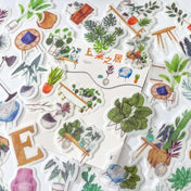 washi paper translucent sticker stickers flake flakes pack of 40 cute kawaii uk stationery shop store gift gifts planner addict house plant plants pot pots furniture chair chairs table table lamp lights decoration home decor