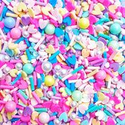 pastel colour colours sprinkle sprinkles poly clay polymer embellishment embellishments uk cute kawaii pack fb fbs flatback flat back backs pink pearl pearly ball balls round heart hearts candy colours