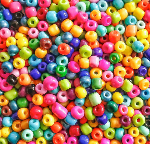 small mini little 4mm glass beads round bead uk cute kawaii rainbow coloured colours mixed set pack craft supplies shop store