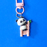 cute panda pandas colourful big large resin kawaii clip clips keyring keyrings bag charm charms key ring chain uk gift gifts present gift pink green