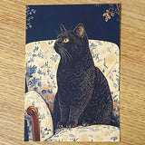 opulent cat cats postcard postcards post card cards blank uk cute kawaii colourful kitten kitty floral flowers flower individual blue peach cream orange black 