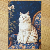 opulent cat cats postcard postcards post card cards blank uk cute kawaii colourful kitten kitty floral flowers flower individual blue peach cream orange black 