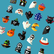 halloween spooky resin fb flat back flatbacks fbs embellishment embellishments cute kawaii craft supplies shop store uk ghost ghosts bat bats pumpkin pumpkins withc hat magic haunted house houses cat cats death fangs snowman monster scream