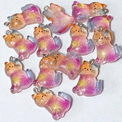 resin rainbow ombre glitter glittery charm charms pendant pendants big colourful cat cats kitten kitty uk cute kawaii craft supplies shop store big large jumbo sparkly pink blue orange 26mm 25mm