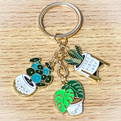 pot plant plants green cactus cacti spiky succulent gold tone metal enamel keyring keyrings keychain key chain ring uk cute  kawaii stationery gift gifts stocking filler fillers shop store