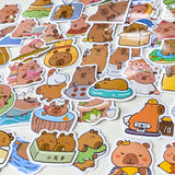 set of 60 small cute capybara stickers 40mm kawaii animal laptop stickers brown pastel aesthetic