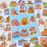 set of 60 small cute capybara stickers 40mm kawaii animal laptop stickers brown pastel aesthetic