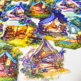cosy tent stickers night camping sticker clear journaling stickers woodland cosy stationery hidden worlds series large 75mm