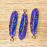 peacock feather feathers enamel charm charms pendant pendants gold tone metal uk cute kawaii long big craft supplies shop store blue green purple cool colours bright pretty