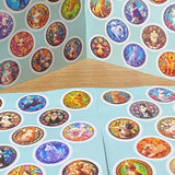 cat and dog cats dogs puppy kitty kittens puppies 32mm round circular stickers sheet sheets stained glass window windows colourful bright uk cute kawaii stationery packaging supplies shops store