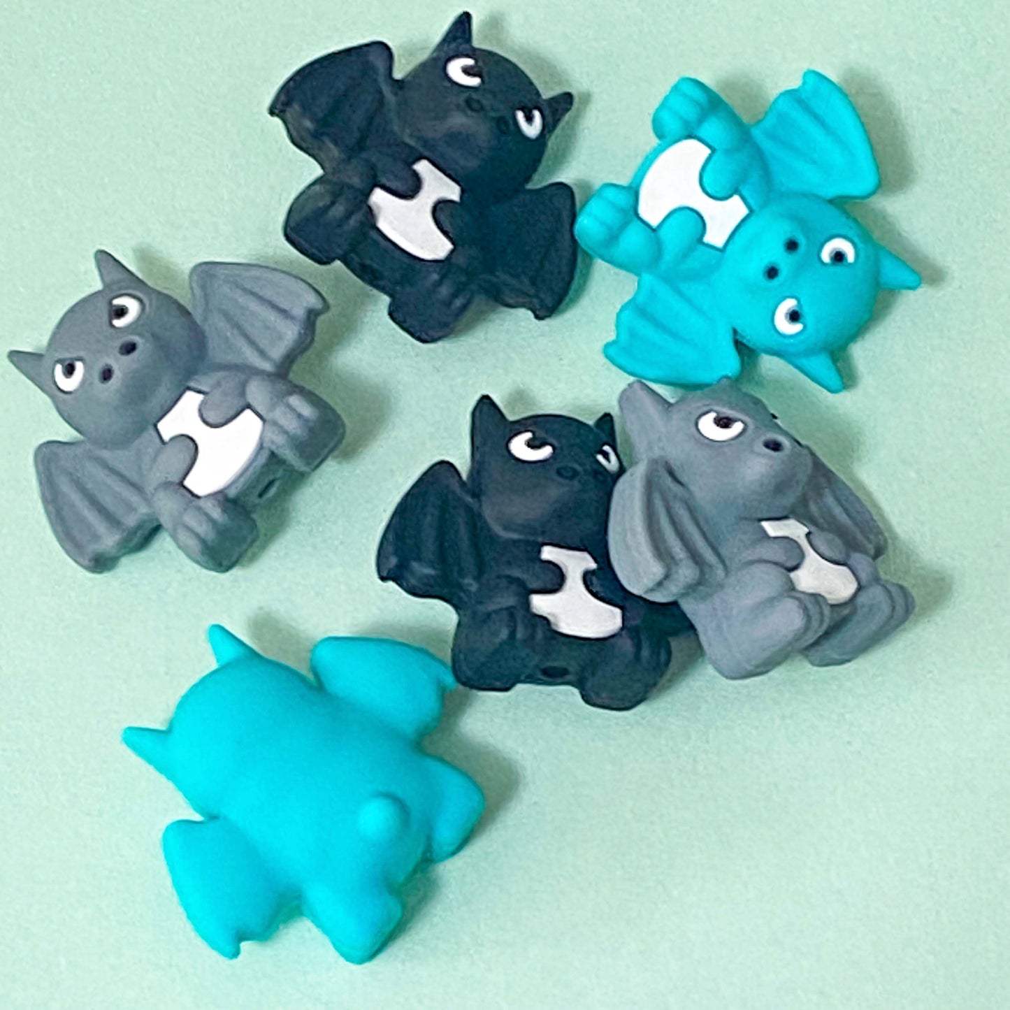 dragon dragons chunky jumbo silicone bead beads 31mm uk cute kawaii craft supplies shop store gift gifts spooky creature topper build a pen beaded pens blue turquoise grey black base blank spacer spacers white 12mm 