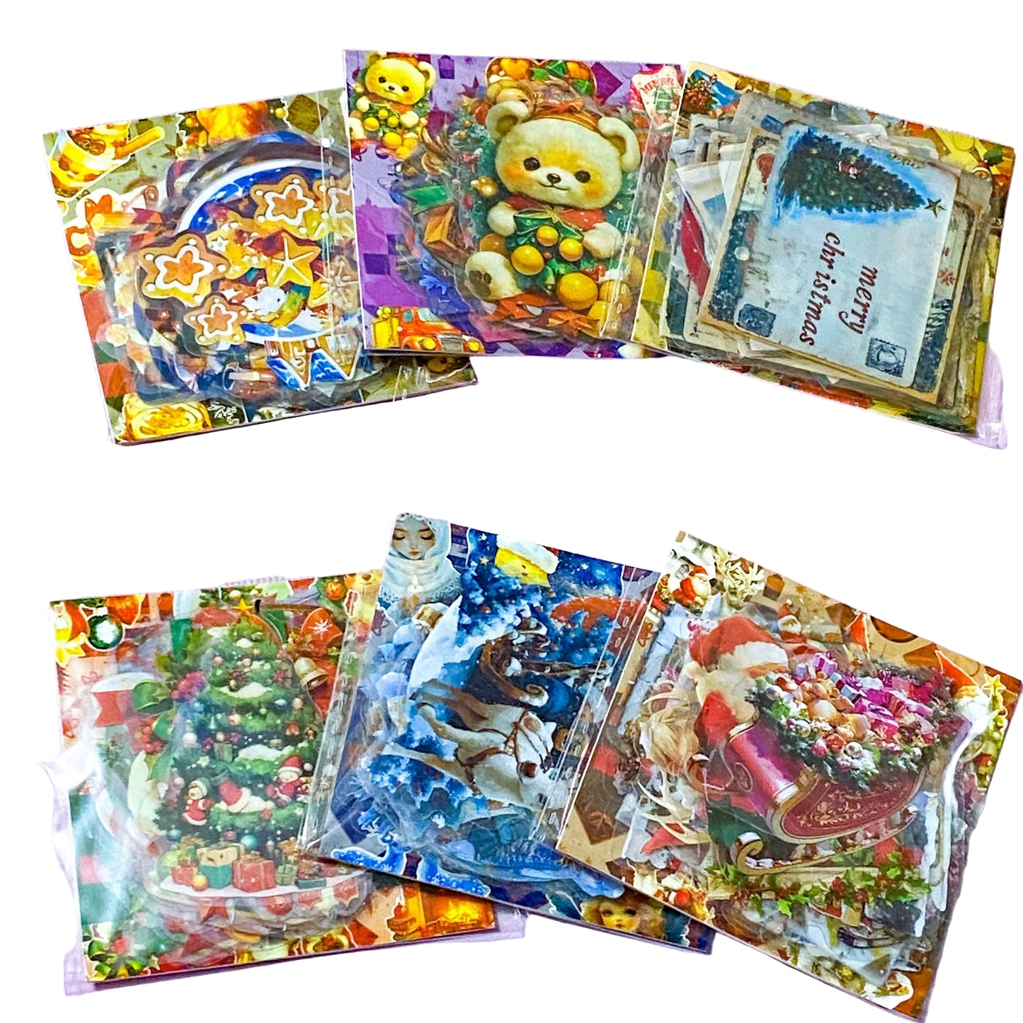 clear plastic pet sticker stickers cute kawaii festive christmas stationery pack of 30 large square colourful traditional winter fun kids uk planner addict shop store