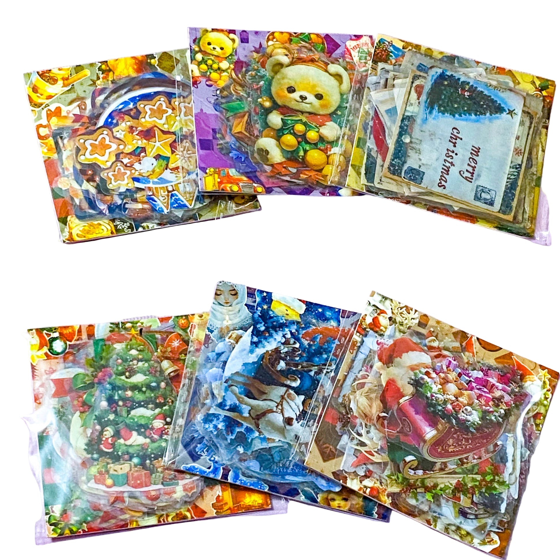 clear plastic pet sticker stickers cute kawaii festive christmas stationery pack of 30 large square colourful traditional winter fun kids uk planner addict shop store