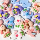 bunny bunnies rabbit rabbits charm charms pendant pendants floral pretty pink blue peach white lilac uk cute kawaii craft supplies shop store large big resin easter spring jewellery making supplies