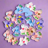 bunny bunnies rabbit rabbits charm charms pendant pendants floral pretty pink blue peach white lilac uk cute kawaii craft supplies shop store large big resin easter spring jewellery making supplies