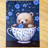 uk individual floral flower flowers postcard postcards art animal animals beautiful cute kawaii china teacup cup cups hare rabbit frog bear dog puppy parrot cockatoo mouse 300gsm quality stickers stationery supplies shop store pretty colourful ornate opulent