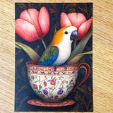 uk individual floral flower flowers postcard postcards art animal animals beautiful cute kawaii china teacup cup cups hare rabbit frog bear dog puppy parrot cockatoo mouse 300gsm quality stickers stationery supplies shop store pretty colourful ornate opulent