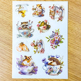 uk individual floral flower flowers postcard postcards art animal animals beautiful cute kawaii china teacup cup cups hare rabbit frog bear dog puppy parrot cockatoo mouse 300gsm quality stickers stationery supplies shop store pretty colourful ornate opulent