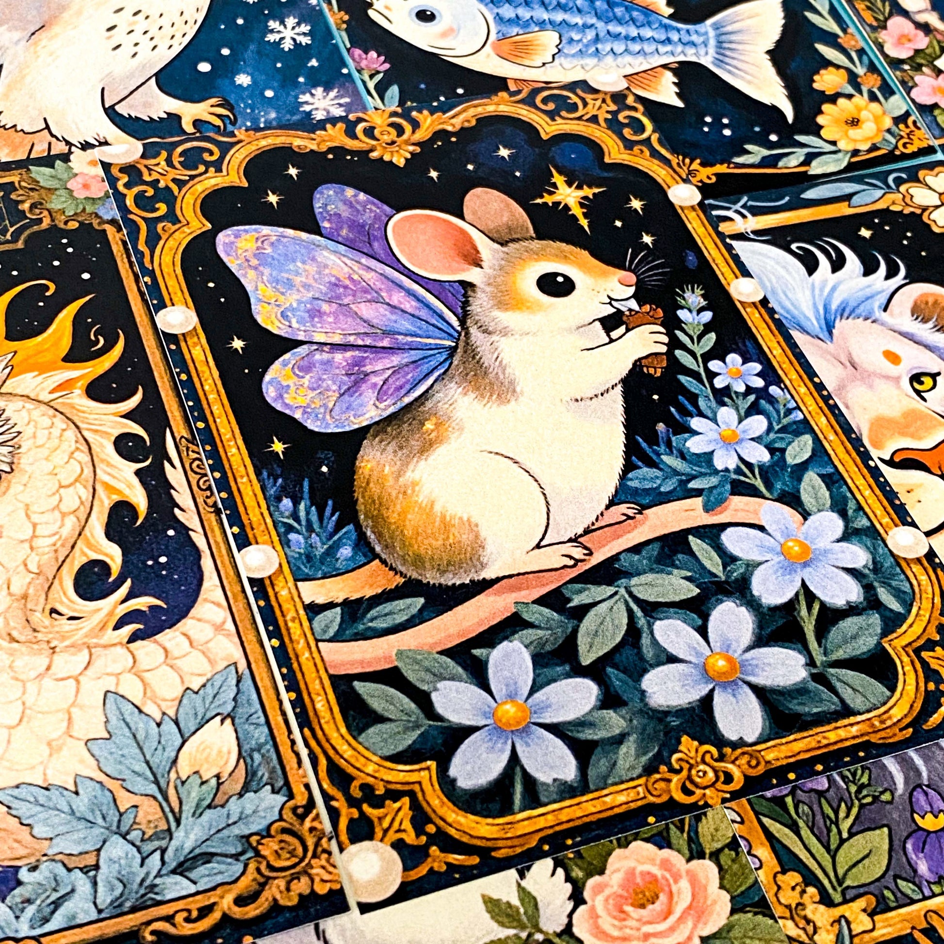mythical fantasy postcards or art card set of 8 beautiful ornate richly coloured