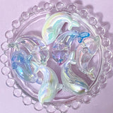 JUMBO ACRYLIC IRIDESCENT PEARLY BEADS Flower Butterfly Heart Dolphin