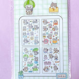 clear plastic sticker stickers sheet pvc sheet sheets pack packs 4 stationery gift gifts store supplies shop planner addict addicts penguin penguins panda pandas brown bear yellow bears raccoon raccoons cute kawaii 