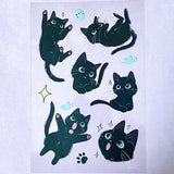 black cat cats kitty sticker stickers sheet sheets clear plastic pet stationery cute kawaii uk planner supplies shop store addict addicts pink ears blue eyes
