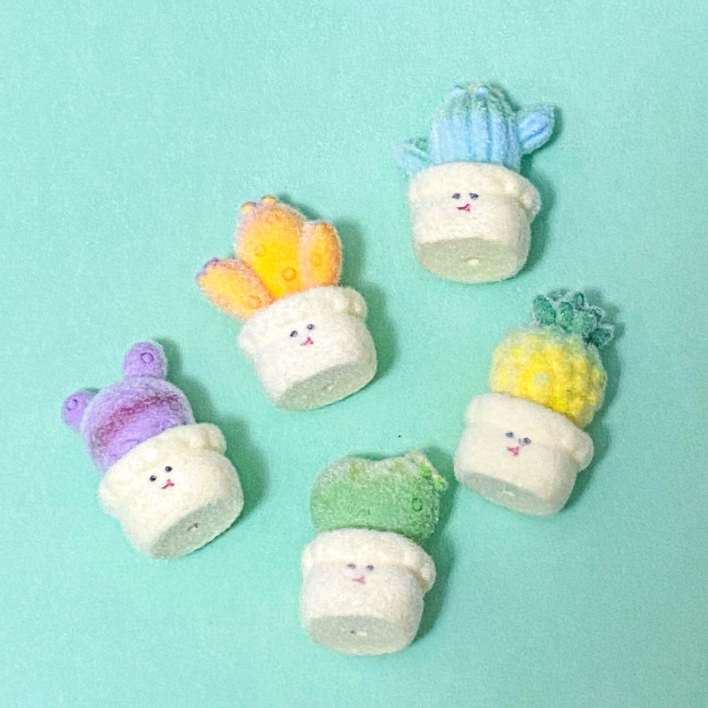 JUMBO FUZZY Acrylic BEAD- Flocked CACTUS PLANT *some seconds