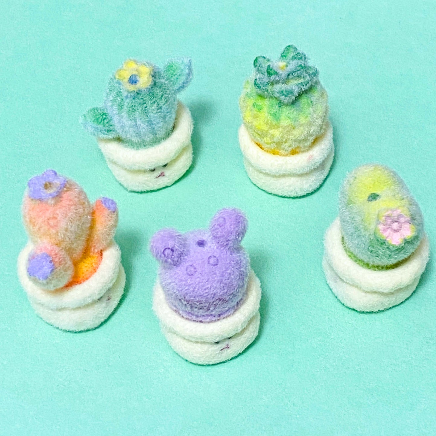 JUMBO FUZZY Acrylic BEAD- Flocked CACTUS PLANT *some seconds