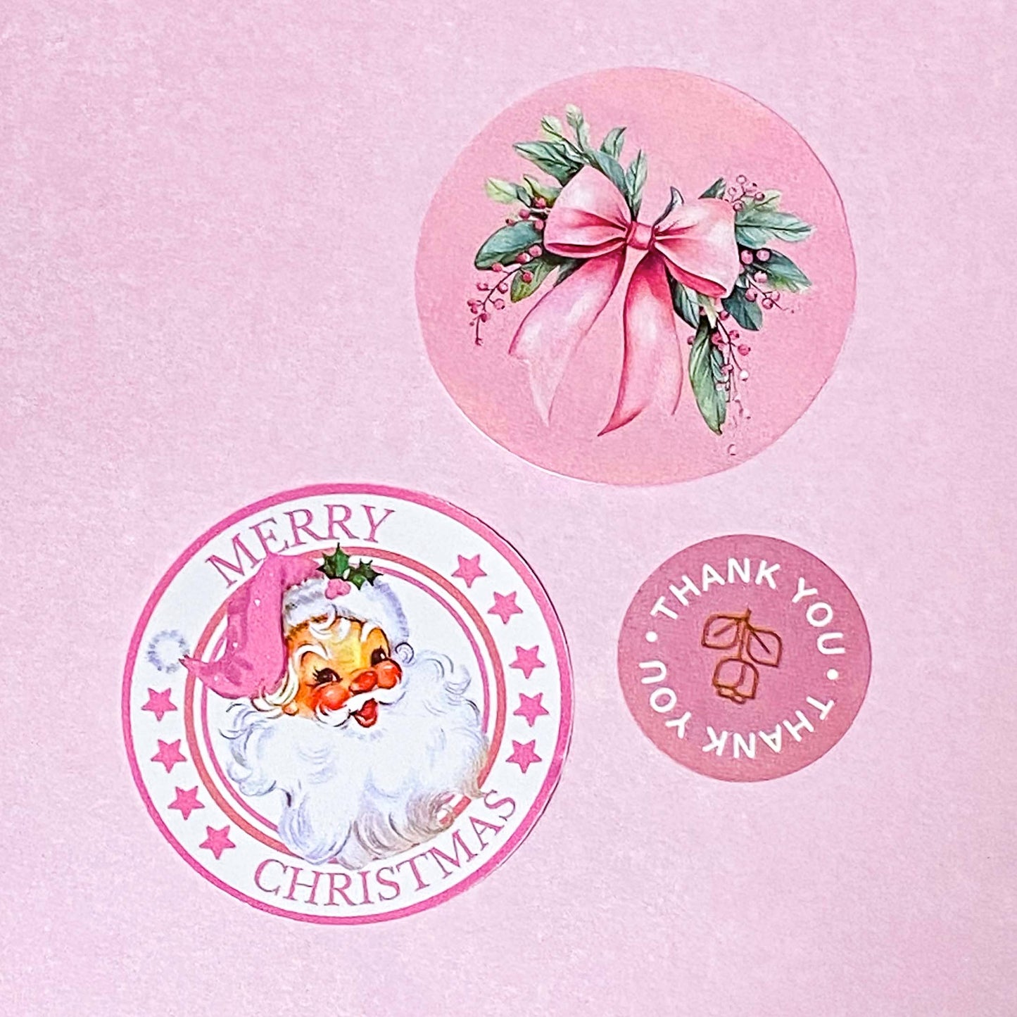 very large pink christmas festive bow bows round merry christmas santa claus father pretty packaging supplies sticker stickers shop store uk sheet of glossy plastic paper stationery 45mm 4.5cm