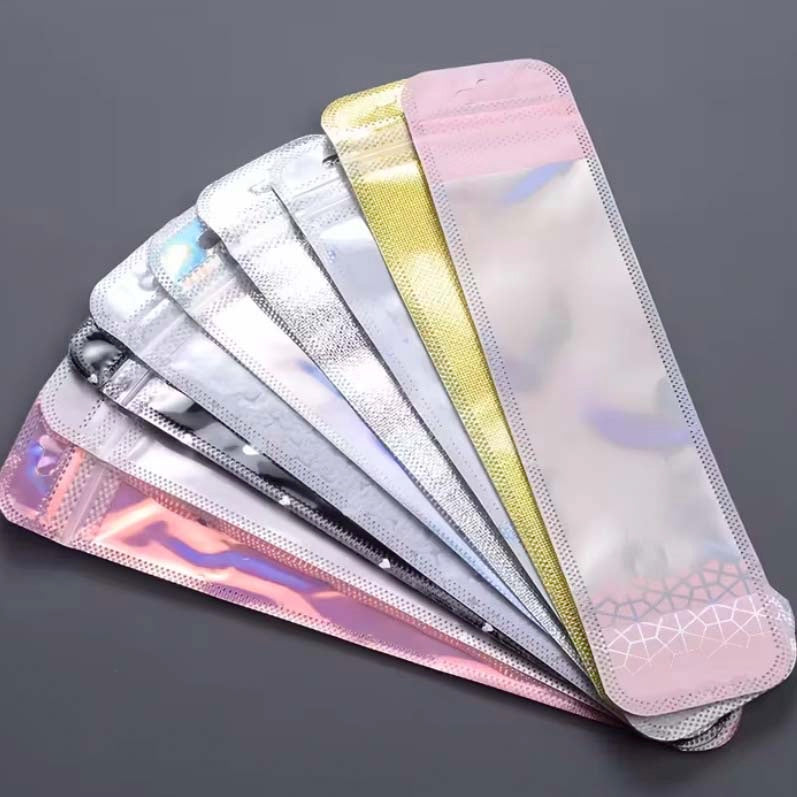 display bag bags cello long pen storage packaging supplies uk cute kawaii shop store pink lilac blue mint green stationery craft supplies big self seal resealable holo holographic pattern patterned heart heart black silver gold rose textured white pearlescent