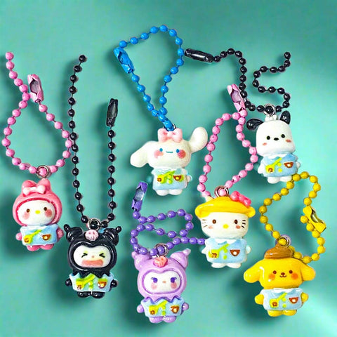 sanrio character cartoon hello kitty cat kuromi melody bunny rabbit pompompurin dog puppy pochacco cinnamoroll chain keyring bag charm phone charms clip cute kawaii uk gift gifts shop store japanese