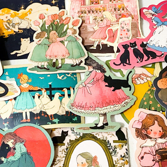 Storybook Reverie - Vintage Childhood Sticker Collection (50pcs)