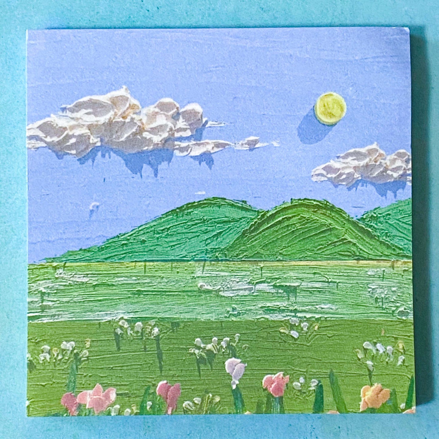 oil painting stick memo memos note pad notes post it cute kawaii landscape pretty purple pink blue green ocean seashore field mountain hills fuji uk stationery shop store planner supplies gift gifts art