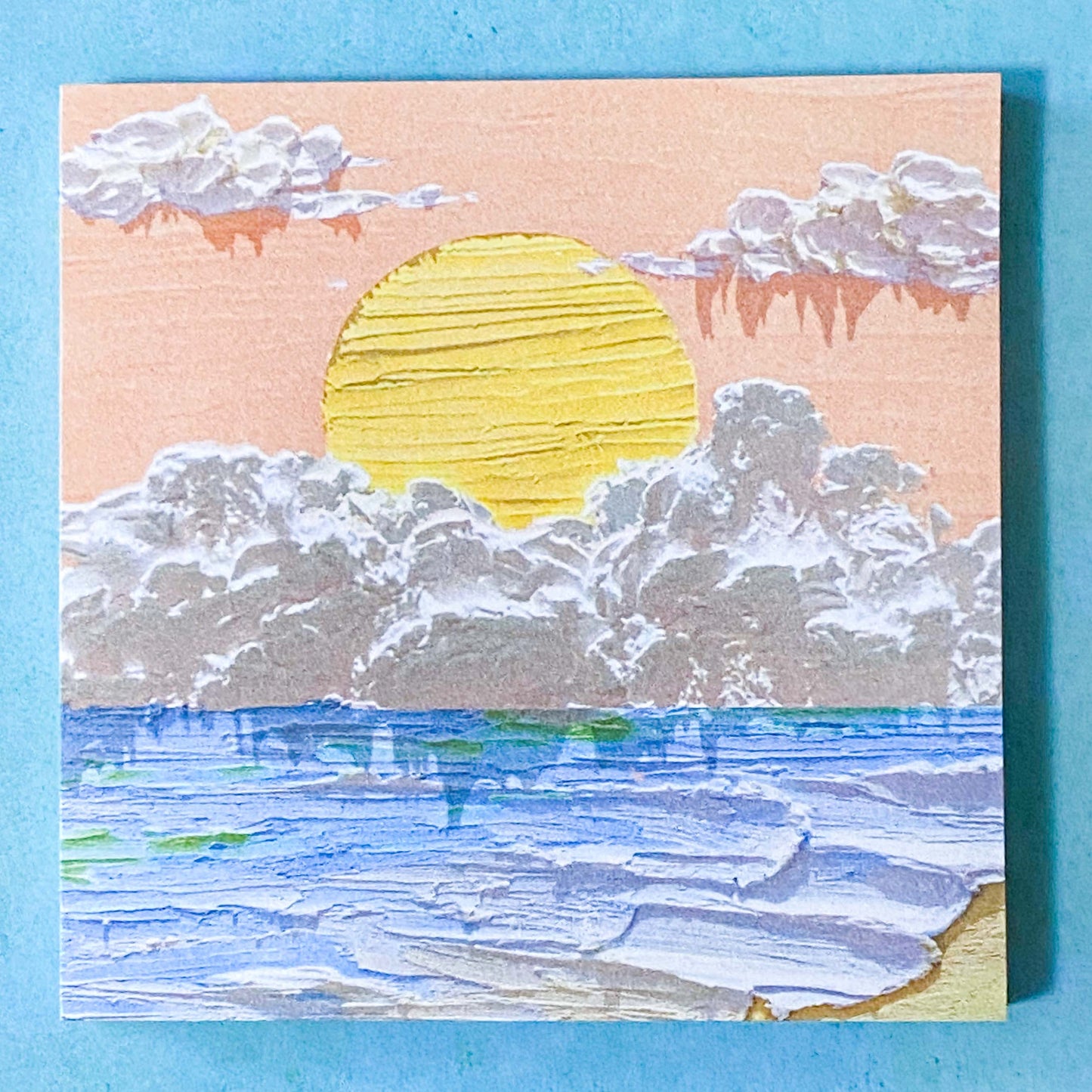 oil painting stick memo memos note pad notes post it cute kawaii landscape pretty purple pink blue green ocean seashore field mountain hills fuji uk stationery shop store planner supplies gift gifts art