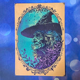 spooky witchcraft witch witches magic magical bold colours vintage sepia postcard postcards post card cards uk cute kawaii halloween stationery individual planner supplies addict purple magenta pink teal blue green black brown bright art artwork cat black cats broomstick haunted house occult spider's web webs cobweb potion potions hat hats book crow raven crows bird birds vintage style illustration