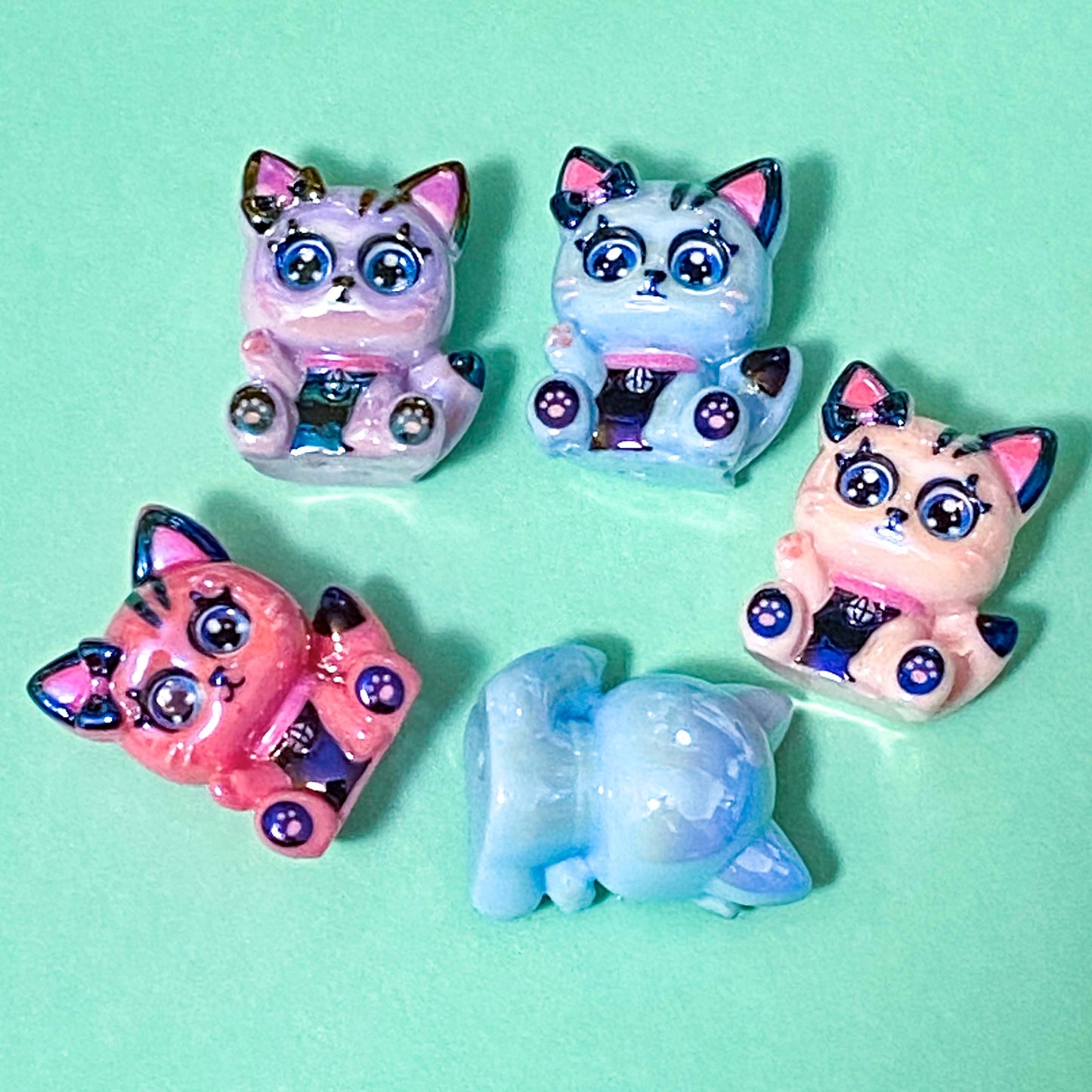 jumbo acrylic pearly pearl bead beads large big cube cubes chunky  kitty iridescent cat cats balloon balloons big eye eyes black  uk cute kawaii craft supplies beaded pen pens make your own jewellery