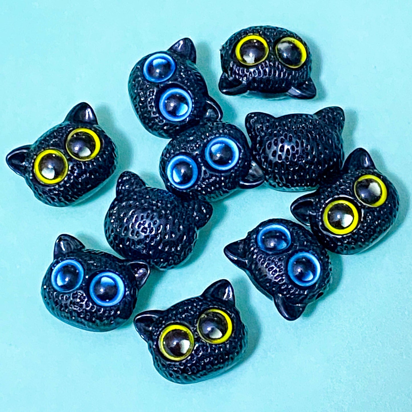 jumbo acrylic pearly pearl bead beads large big cube cubes chunky  kitty iridescent cat cats balloon balloons big eye eyes black  uk cute kawaii craft supplies beaded pen pens make your own jewellery