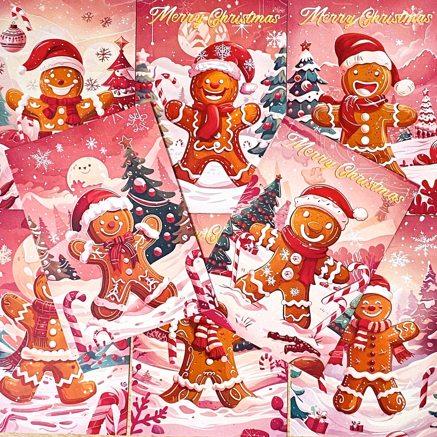 vintage retro nostalgia deer baby deers santa claus father christmas festive gingerbread man men ginger bread postcard postcards cards post uk cute kawaii stationery supplies shop store red pink