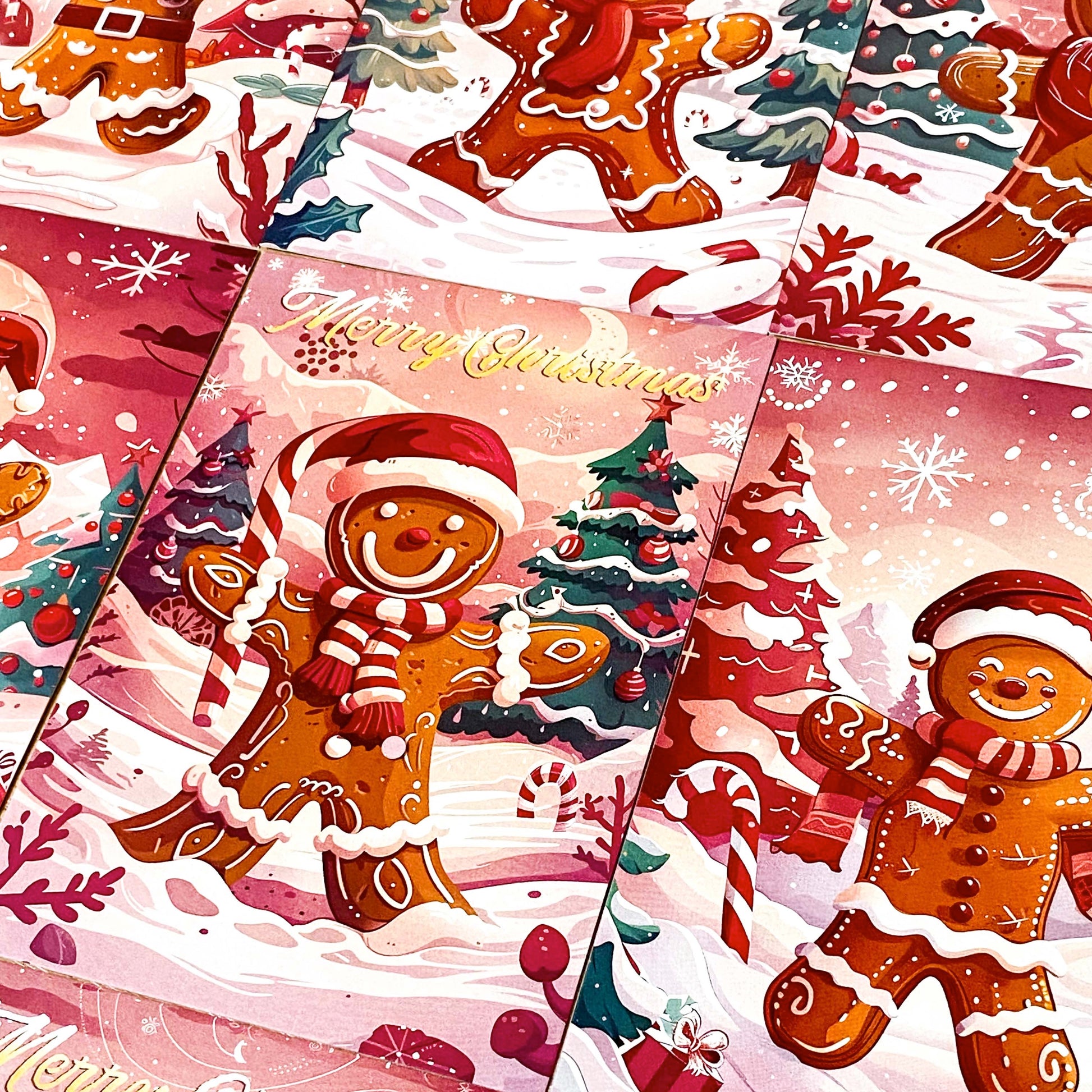 vintage retro nostalgia deer baby deers santa claus father christmas festive gingerbread man men ginger bread postcard postcards cards post uk cute kawaii stationery supplies shop store red pink