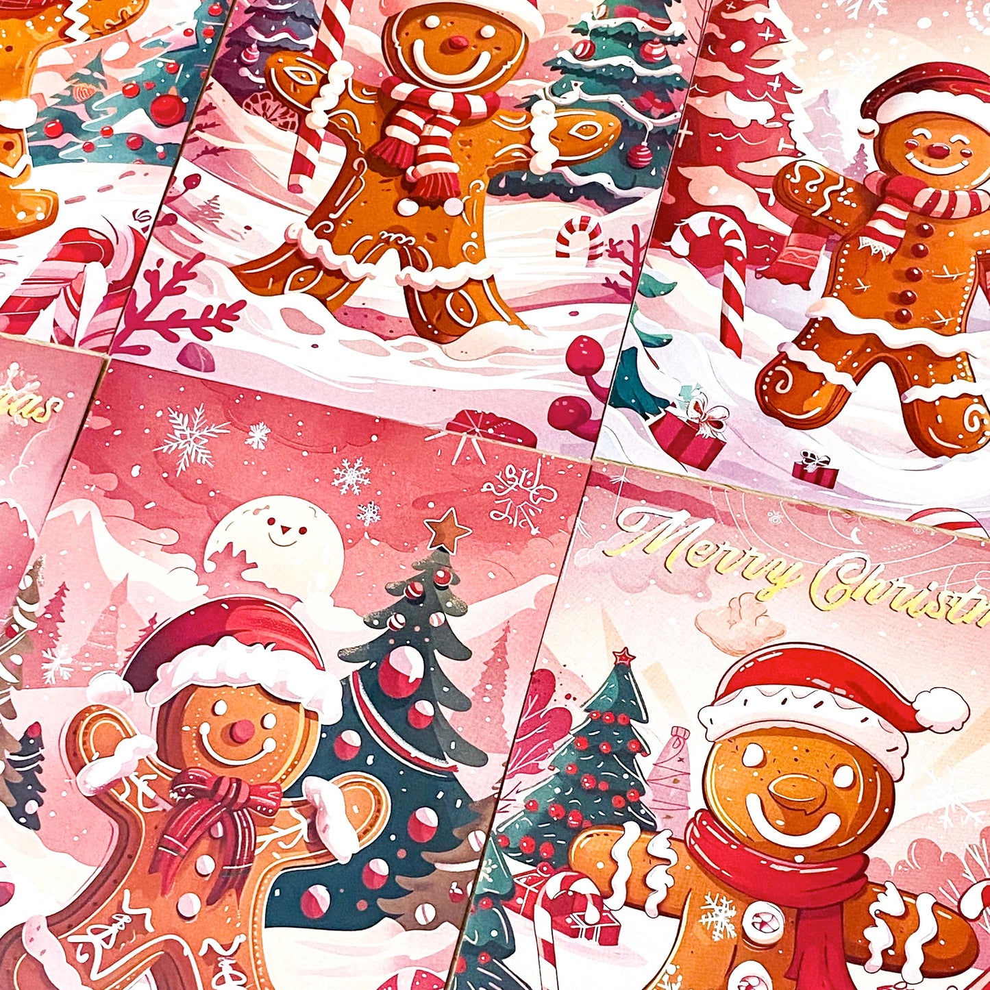 vintage retro nostalgia deer baby deers santa claus father christmas festive gingerbread man men ginger bread postcard postcards cards post uk cute kawaii stationery supplies shop store red pink