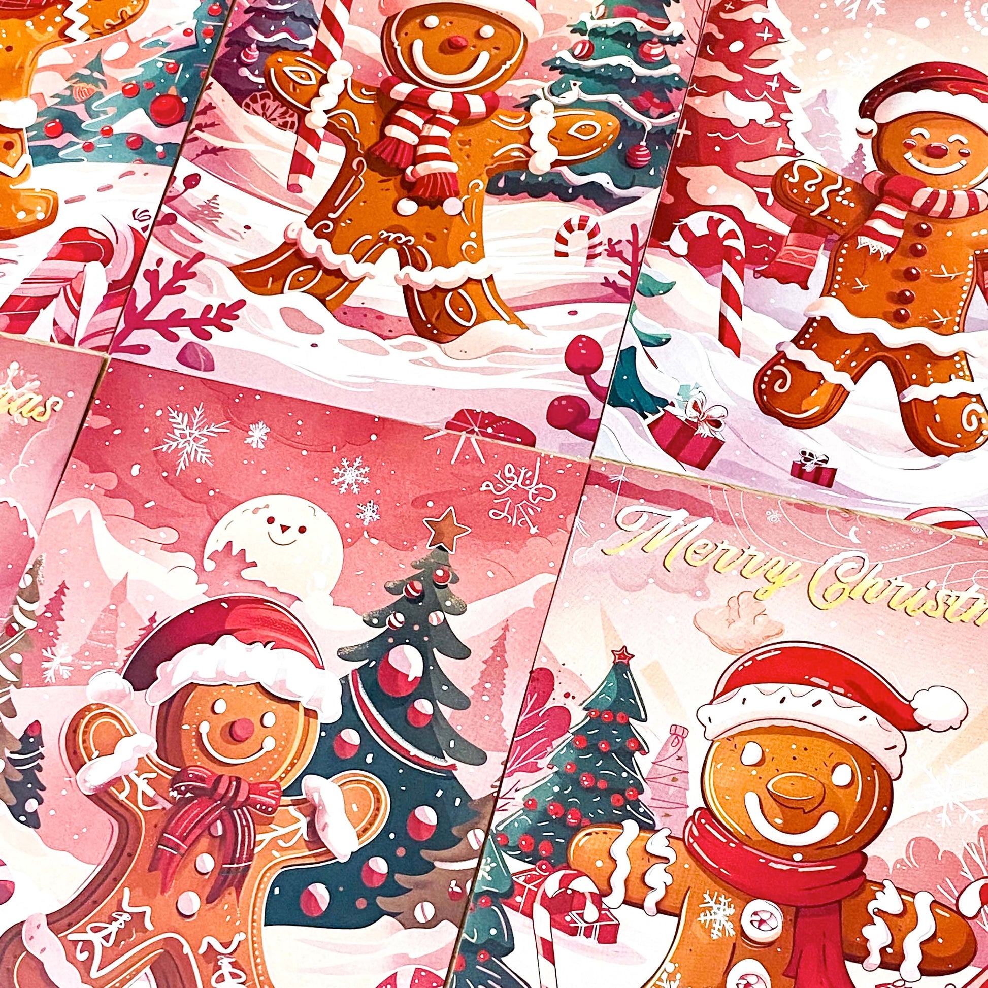 vintage retro nostalgia deer baby deers santa claus father christmas festive gingerbread man men ginger bread postcard postcards cards post uk cute kawaii stationery supplies shop store red pink