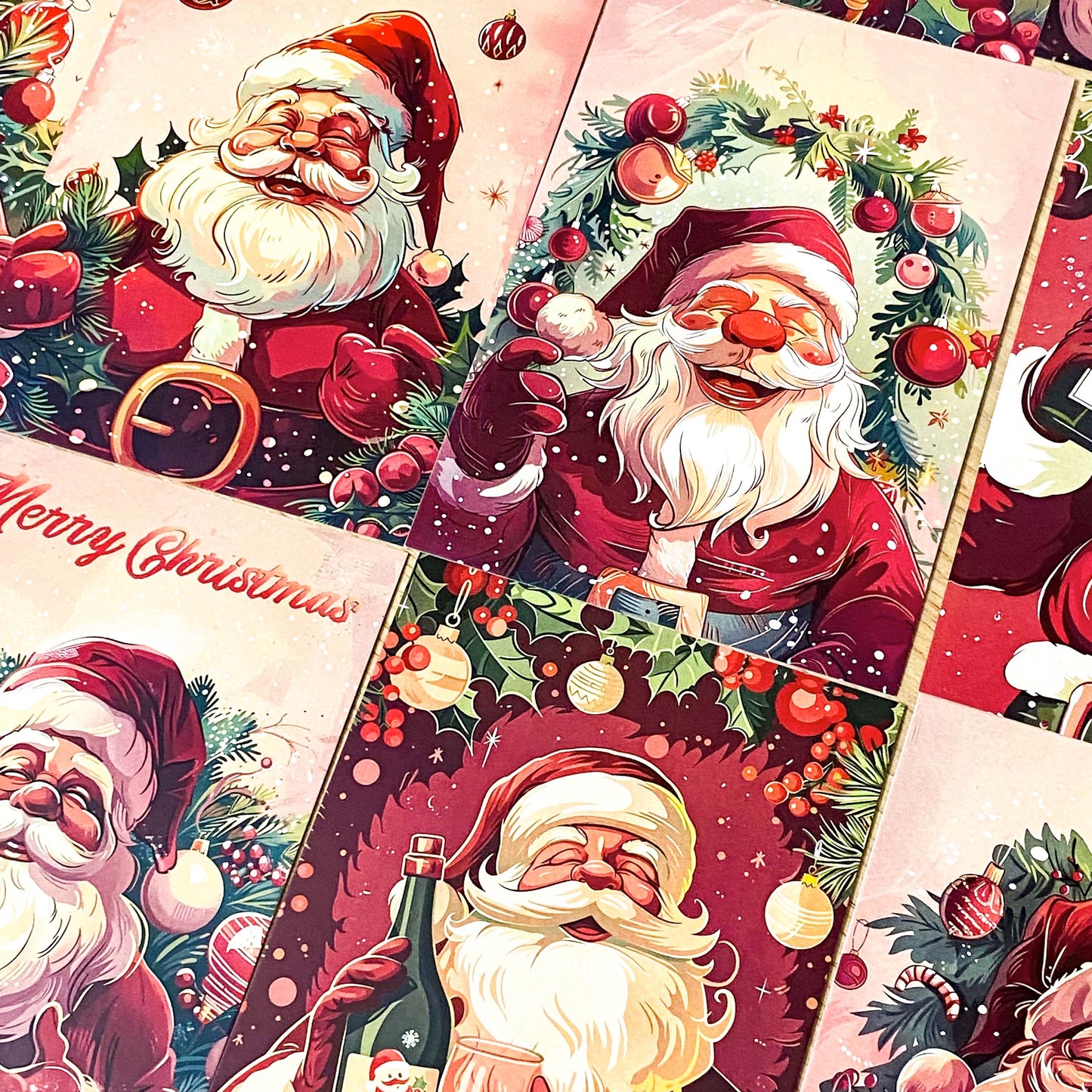 vintage retro nostalgia deer baby deers santa claus father christmas festive gingerbread man men ginger bread postcard postcards cards post uk cute kawaii stationery supplies shop store red pink
