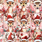 vintage retro nostalgia deer baby deers santa claus father christmas festive gingerbread man men ginger bread postcard postcards cards post uk cute kawaii stationery supplies shop store red pink