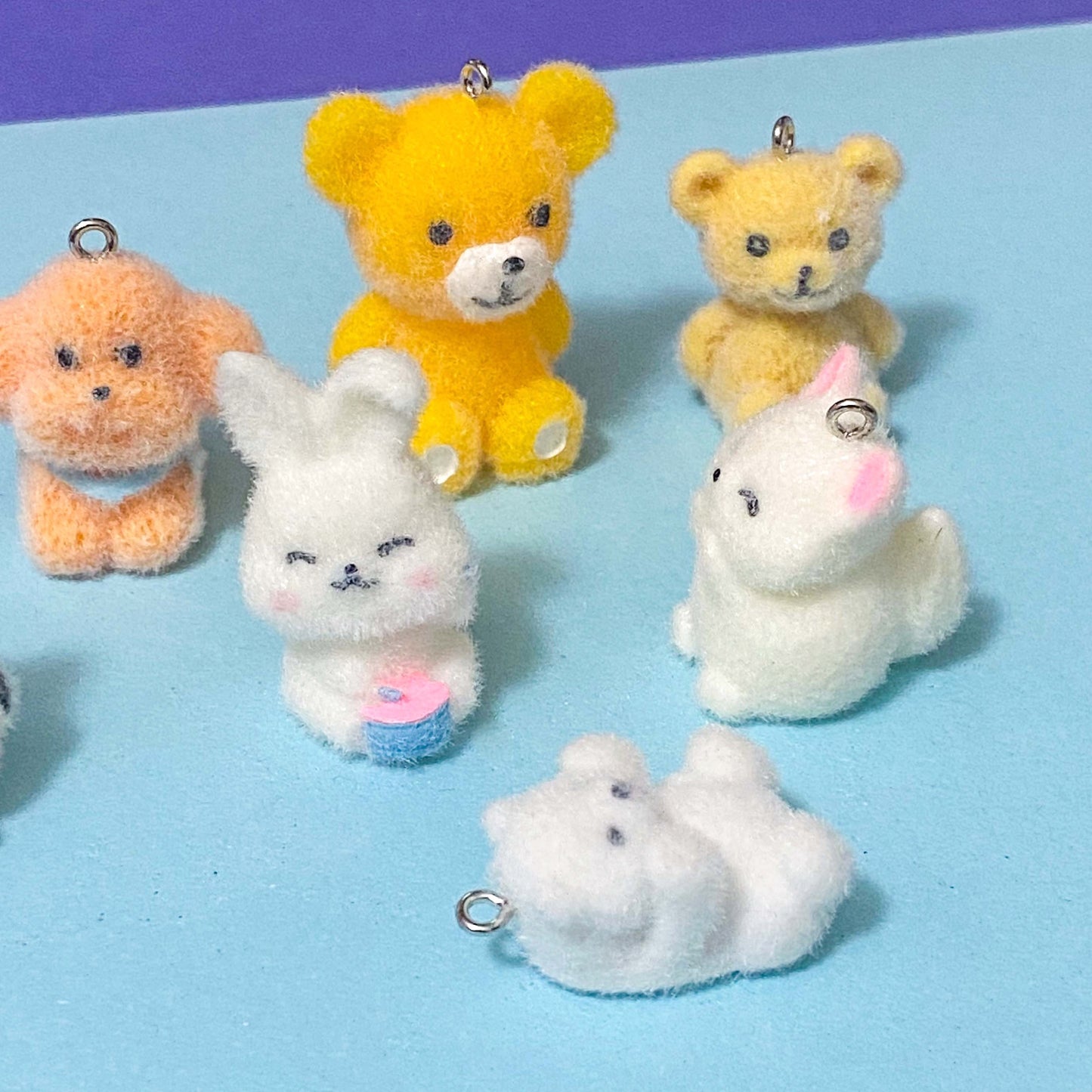 Flocked Large ANIMAL CHARM -DOG CAT BEAR CHICK PANDA BUNNY DUCK