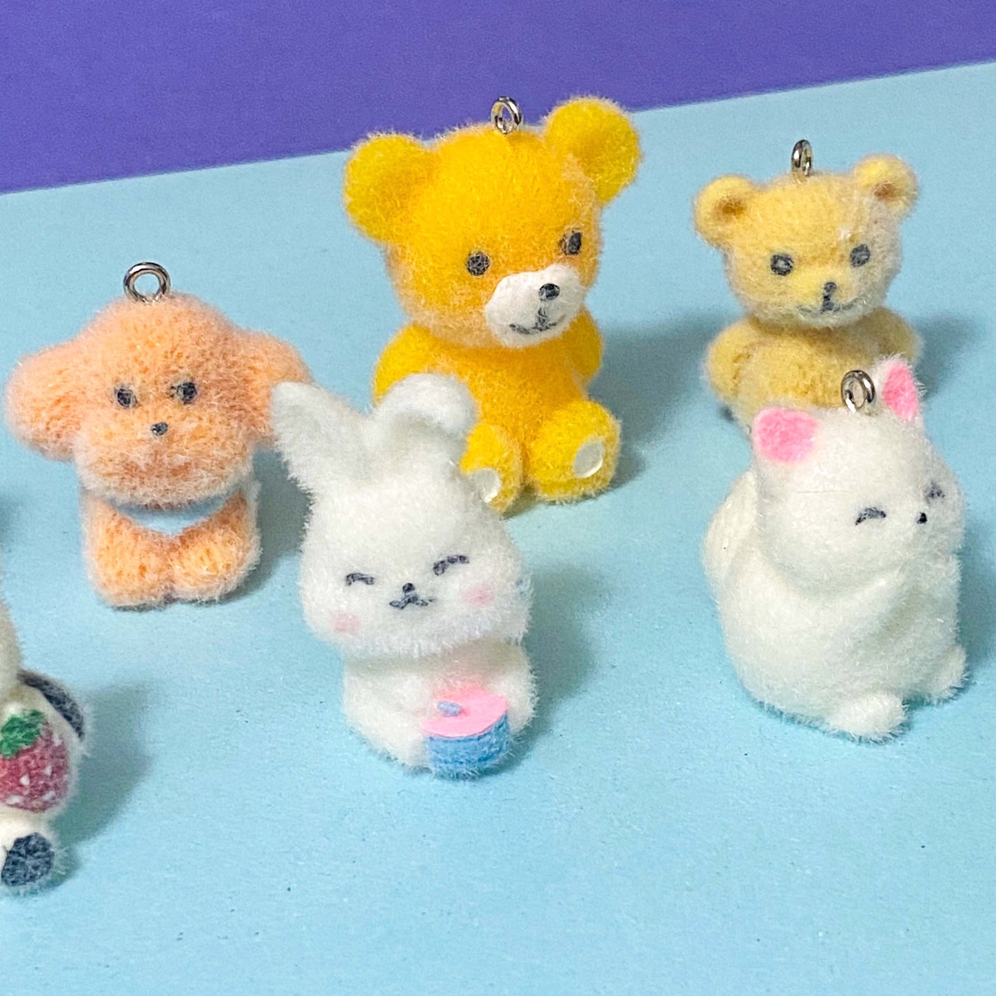 Flocked Large ANIMAL CHARM -DOG CAT BEAR CHICK PANDA BUNNY DUCK