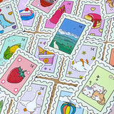 stamp stamps laptop satin finish sticker stickers big large jumbo chunky kawaii cute designs food drink cats cat dino dinosaur dinosaurs geese goose animal animals flower flowers landscape fruit fruits vegetables ice cream sweets cake uk stationery shop store set pack present gift