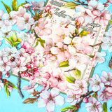 cherry blossom stickers on a blue background
